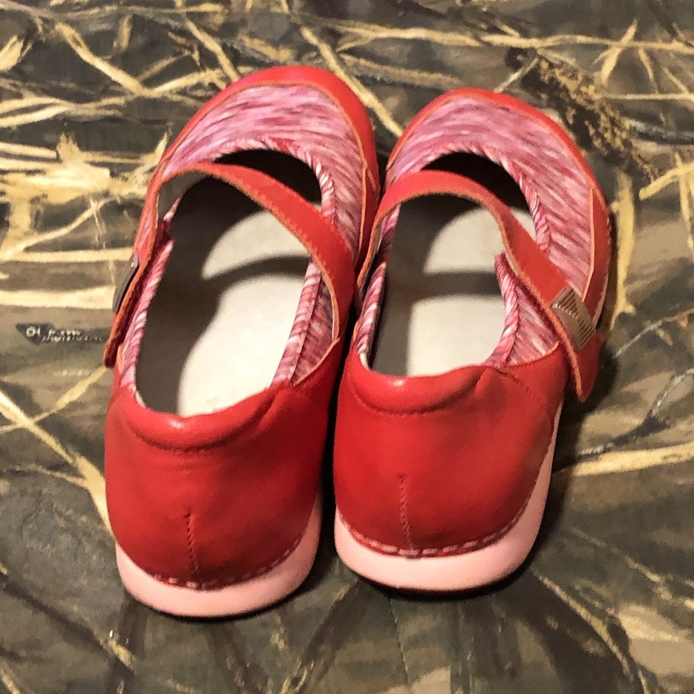 Alegria Gem 623 Red Pink Marled Leather Mary Jane Comfort Shoes Womens 39 - Picture 5 of 8